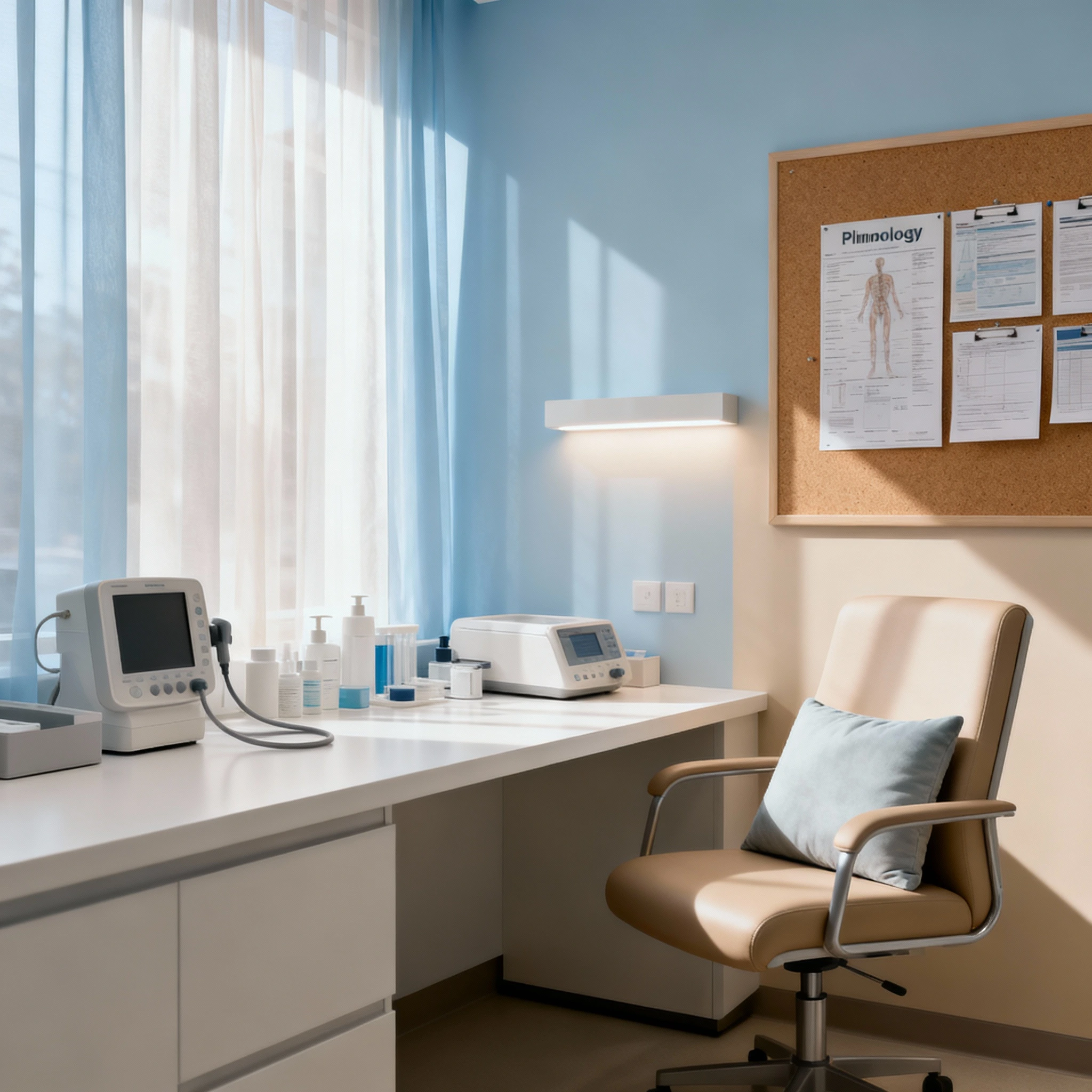 Modern pulmonology consultation room at Shwasa Mitra with advanced respiratory diagnostic equipment for lung function testing