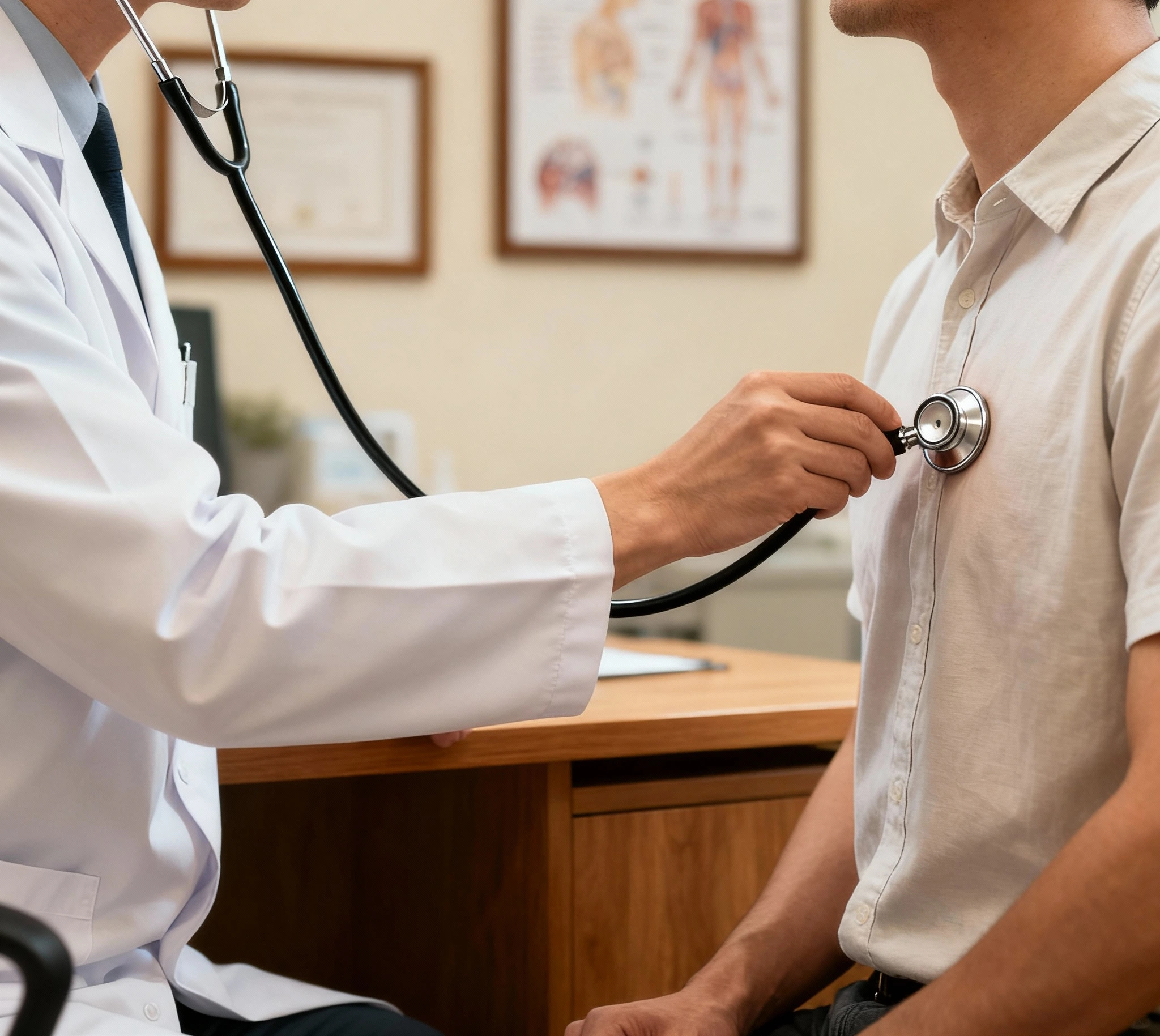 Pulmonologist consulting with patient about respiratory health symptoms and lung assessment at Shwasa Mitra clinic